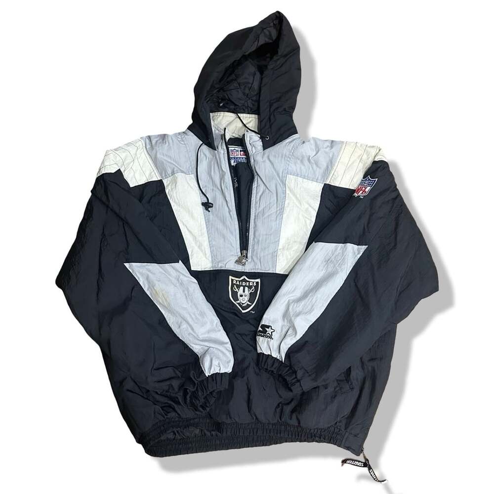 Vintage 90s NFL Raiders Starter Half Zip Pullover Jacket XXL